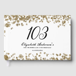 Livro De Visitas Elegant Minimalist Black and Gold 103rd Birthday