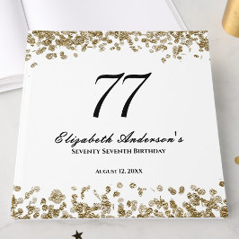 Livro De Visitas Elegant Minimalist Black and Gold 77th Birthday