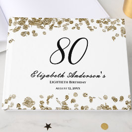 Livro De Visitas Elegant Minimalist Black and Gold 80th Birthday