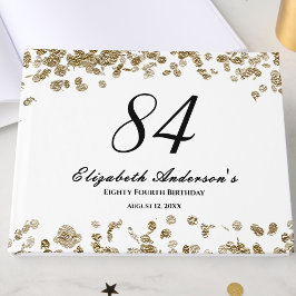 Livro De Visitas Elegant Minimalist Black and Gold 84th Birthday
