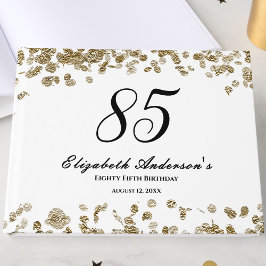 Livro De Visitas Elegant Minimalist Black and Gold 85th Birthday