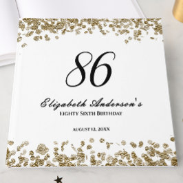 Livro De Visitas Elegant Minimalist Black and Gold 86th Birthday