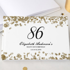 Livro De Visitas Elegant Minimalist Black and Gold 86th Birthday
