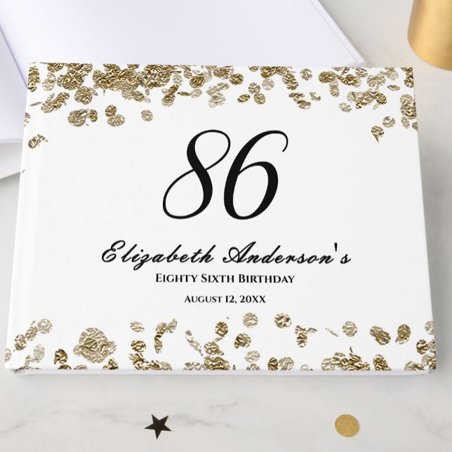 Livro De Visitas Elegant Minimalist Black and Gold 86th Birthday (Criador carregado)