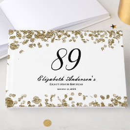 Livro De Visitas Elegant Minimalist Black and Gold 89th Birthday