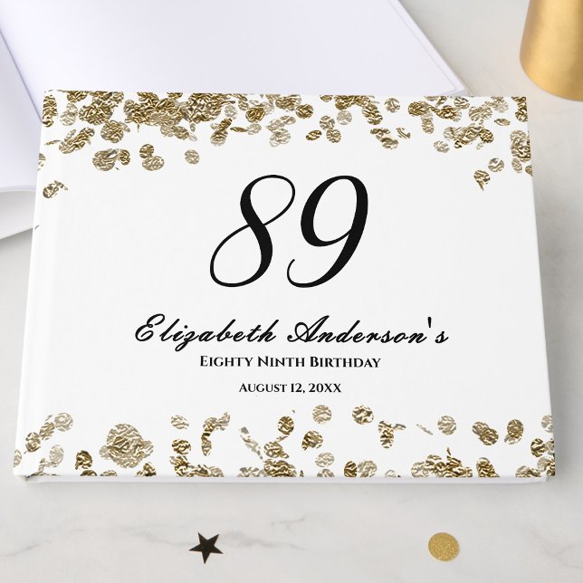 Livro De Visitas Elegant Minimalist Black and Gold 89th Birthday (Criador carregado)
