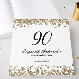 Livro De Visitas Elegant Minimalist Black and Gold 90th Birthday