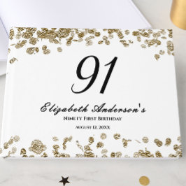 Livro De Visitas Elegant Minimalist Black and Gold 91st Birthday
