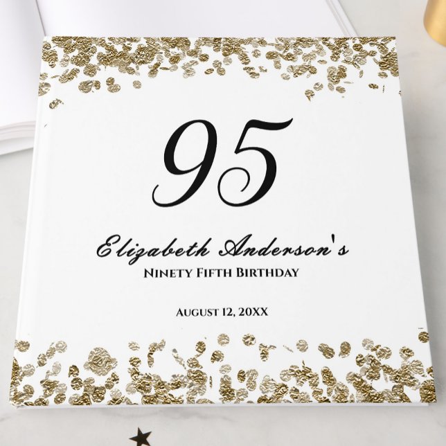 Livro De Visitas Elegant Minimalist Black and Gold 95th Birthday (Criador carregado)