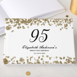 Livro De Visitas Elegant Minimalist Black and Gold 95th Birthday