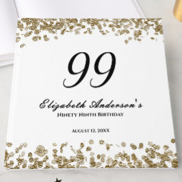 Livro De Visitas Elegant Minimalist Black and Gold 99th Birthday
