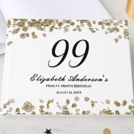 Livro De Visitas Elegant Minimalist Black and Gold 99th Birthday