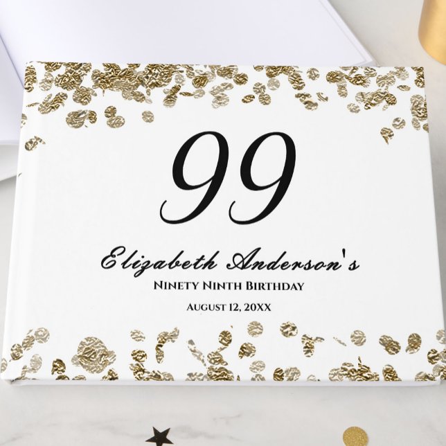 Livro De Visitas Elegant Minimalist Black and Gold 99th Birthday (Criador carregado)