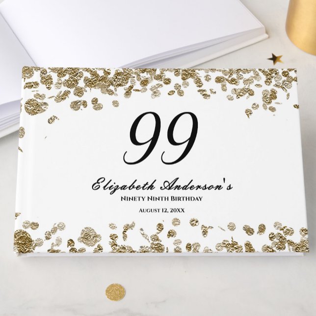 Livro De Visitas Elegant Minimalist Black and Gold 99th Birthday (Criador carregado)