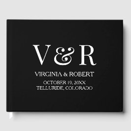 Livro De Visitas Elegant Minimalist Black and White Wedding