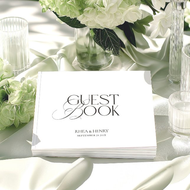 Livro De Visitas Elegant Minimalist Black & White Wedding  (Elegant Minimalist Black & White Wedding Guest Book)