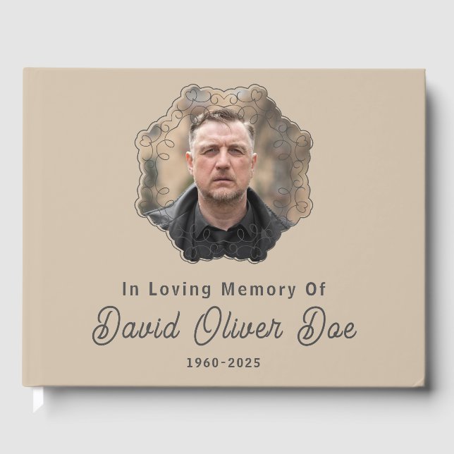 Livro De Visitas Elegant Minimalist Photo Classic Memorial Funeral (Frente)