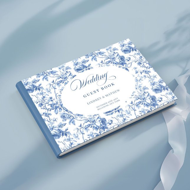 Livro De Visitas Elegant Navy Blue Toile de Jouy Roses Guest Book (Elegant Navy Blue Toile de Jouy Roses Guest Book)