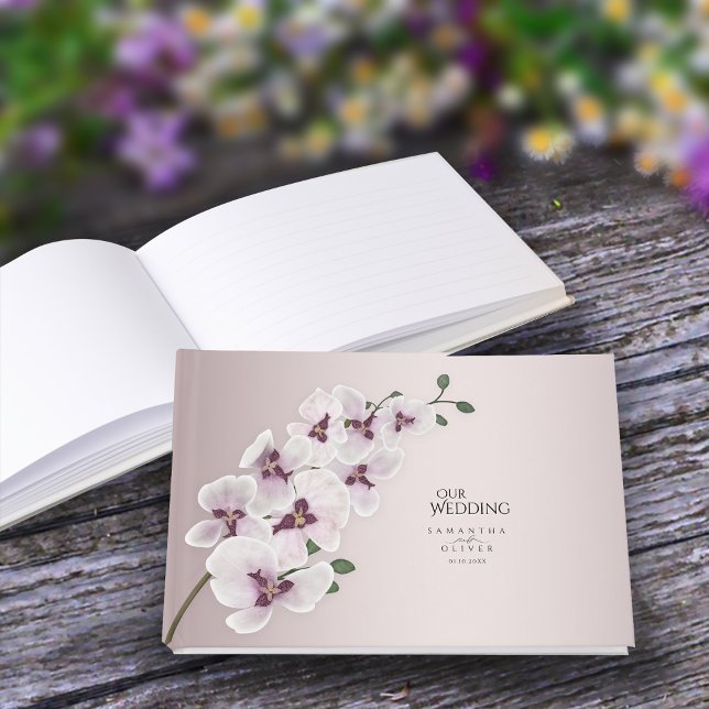 Livro De Visitas Elegant Orchid Minimalist Wedding Guest Book (Criador carregado)