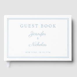 Livro De Visitas Elegant Powder Blue Script Wedding
