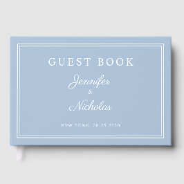 Livro De Visitas Elegant Powder Blue Script Wedding
