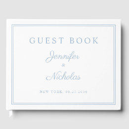 Livro De Visitas Elegant Powder Blue Script Wedding