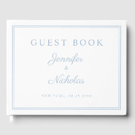 Livro De Visitas Elegant Powder Blue Script Wedding