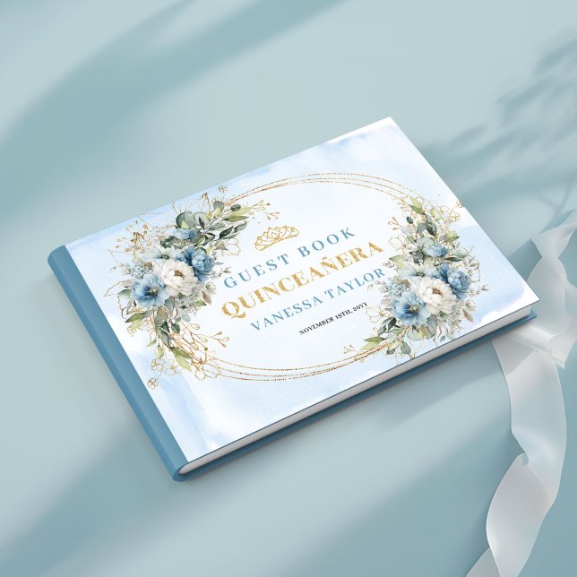 Livro De Visitas Elegant Quince Guest Book Boho Blue Gold Botanical (Elegant Quince Guest Book Boho Blue Gold Botanical)