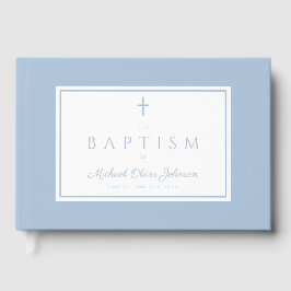 Livro De Visitas Elegant Religious Baby Blue Boy Baptism