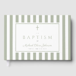 Livro De Visitas Elegant Religious Sage Green Baptism