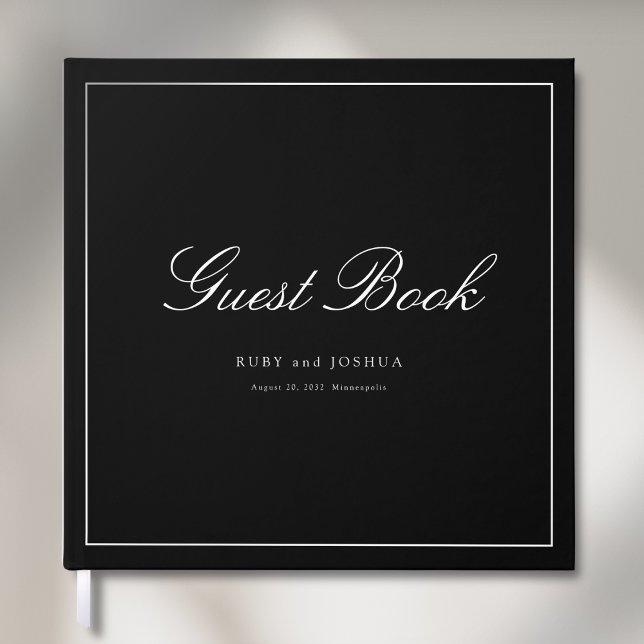 Livro De Visitas Elegant Royal Black Scripted Font Wedding (Elegant Royal Black Scripted Font Wedding Guest Book)