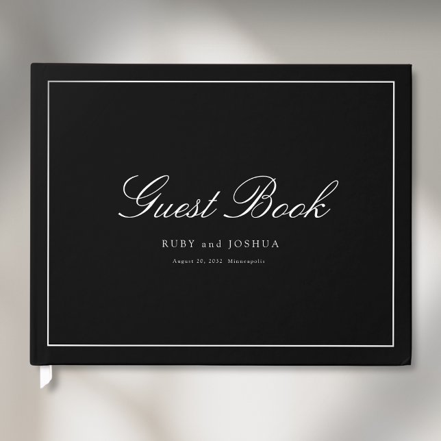 Livro De Visitas Elegant Royal Black Scripted Font Wedding (Elegant Royal Black Scripted Font Wedding Guest Book)
