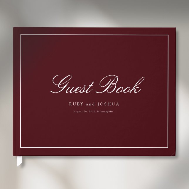 Livro De Visitas Elegant Royal Burgundy Scripted Font Wedding (Elegant Royal Burgundy Scripted Font Wedding Guest Book)