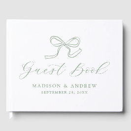 Livro De Visitas Elegant Sage Green Bow Wedding