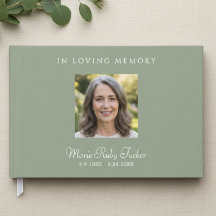 Elegant Sage Green Photo In Loving Memory Funeral