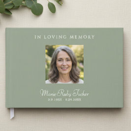 Livro De Visitas Elegant Sage Green Photo In Loving Memory Funeral