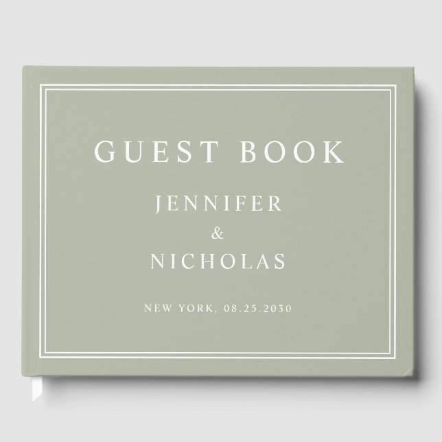 Livro De Visitas Elegant Sage Green Wedding (Frente)