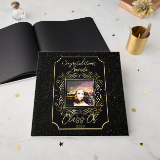 Livro De Visitas Elegant Scroll + Gold Dots Congratulation Class of