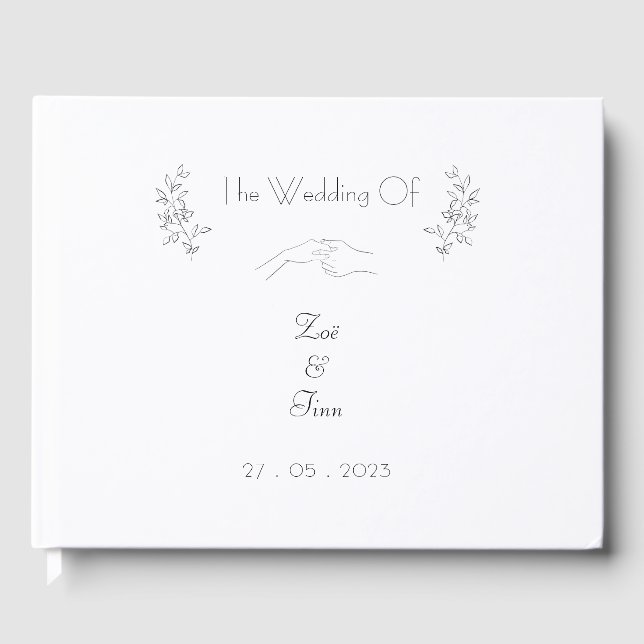 Livro De Visitas Elegant Simple Chic Black & White Illustrations  (Frente)