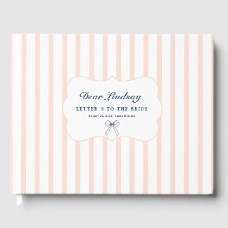 Livro De Visitas Elegant Stripes Bow Chá de Noiva