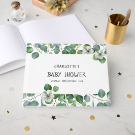 Livro De Visitas Elegant Watercolor Eucalyptus Baby Shower
