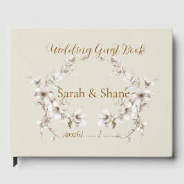 Livro De Visitas Elegant White Botanical Blossom Ivory Wedding
