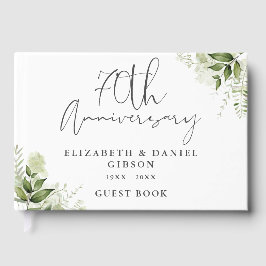 Livro De Visitas Elegante 70º Aniversário de Casamento Flora Verde