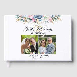 Livro De Visitas Elegante Aniversário Aquarela Floral 2 Fotos