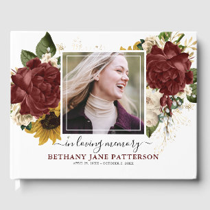 Livro De Visitas Elegante Autumn Floral Photo Memorial Keepsasaac