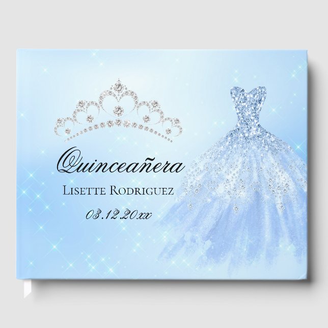 Livro De Visitas Elegante Baby Azul Quinceanera (Frente)