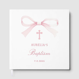 Livro De Visitas Elegante Batismo Arco Rosa Aquarela