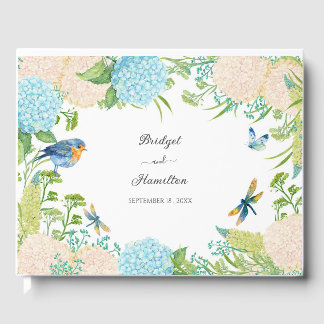 Livro De Visitas Elegante Blue Hydrangea