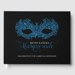 Livro De Visitas Elegante Blue Mascarada Quinceanera