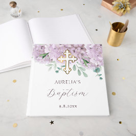 Livro De Visitas Elegante Blush Hydrangea Baptism